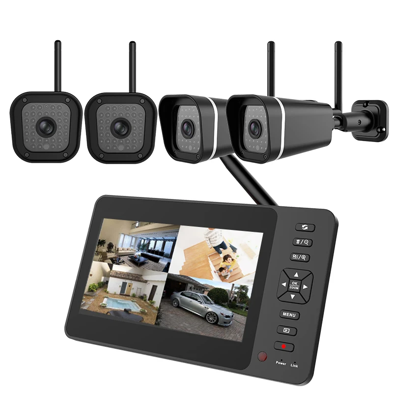 7 inch lcd 720 4CH 2.4G wireless cctv home security camera system
