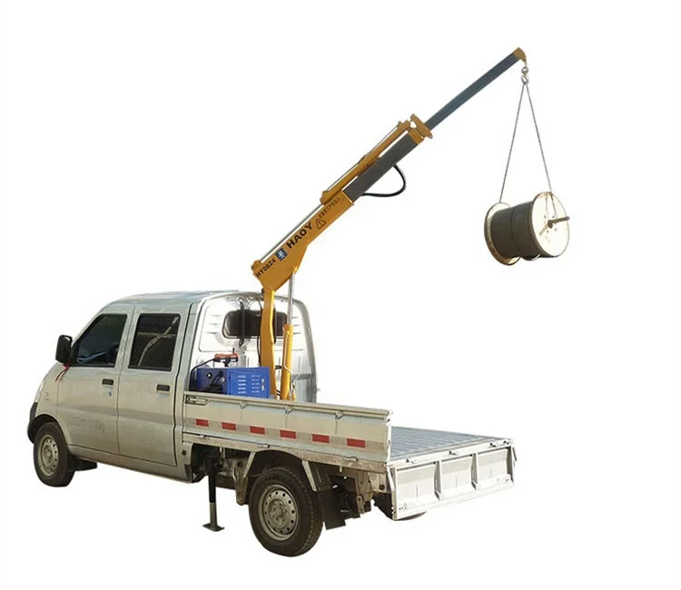 0.8 ton car lift crane pickup mounted with motor pump hydraulic winch