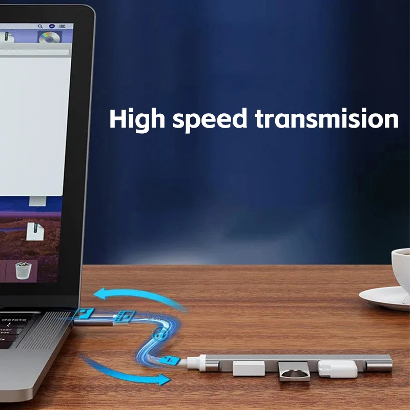 USB3.1 Mini USB Multi Splitter 4in1 Docking Station Ultra Slim Super Speed Aluminum Type C Hub For Computer Laptop PC