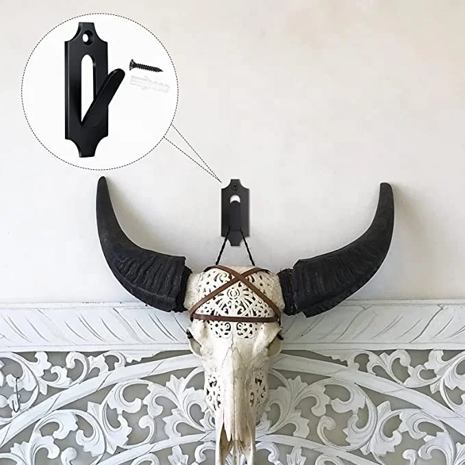 European Skull Wall Mount Metal , Hunting Deer Skull Mount Antler Skull Hooker for Deer Antelope Small Game Animals Deer Hanger