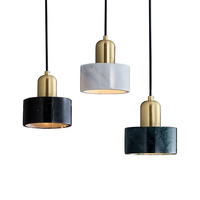 E27 Marble Single Head Pendant Light Nordic Minimalist Metal Light Luxury Hanging Light Bedroom Bedside Store Hotel Bar Lamps