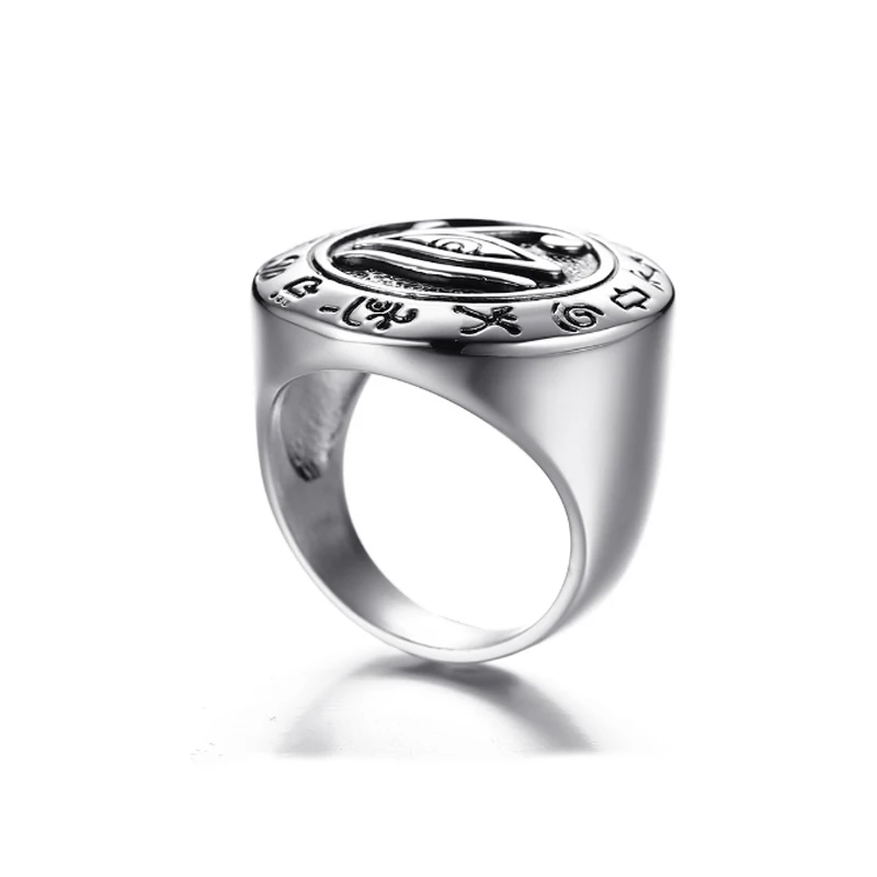 Fashion Jewelry Gift Silver & Gold Color Egyptian Eye of Horus Talisman Rings 316L Stainless Steel Egyptian Ring For Men
