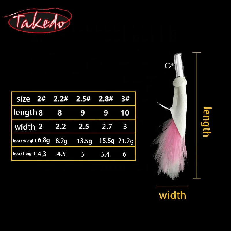 TAKEDO HT01A Electroplated deerskin hook Feather big game shark Tuna hook hook Lead jigging fishing lure