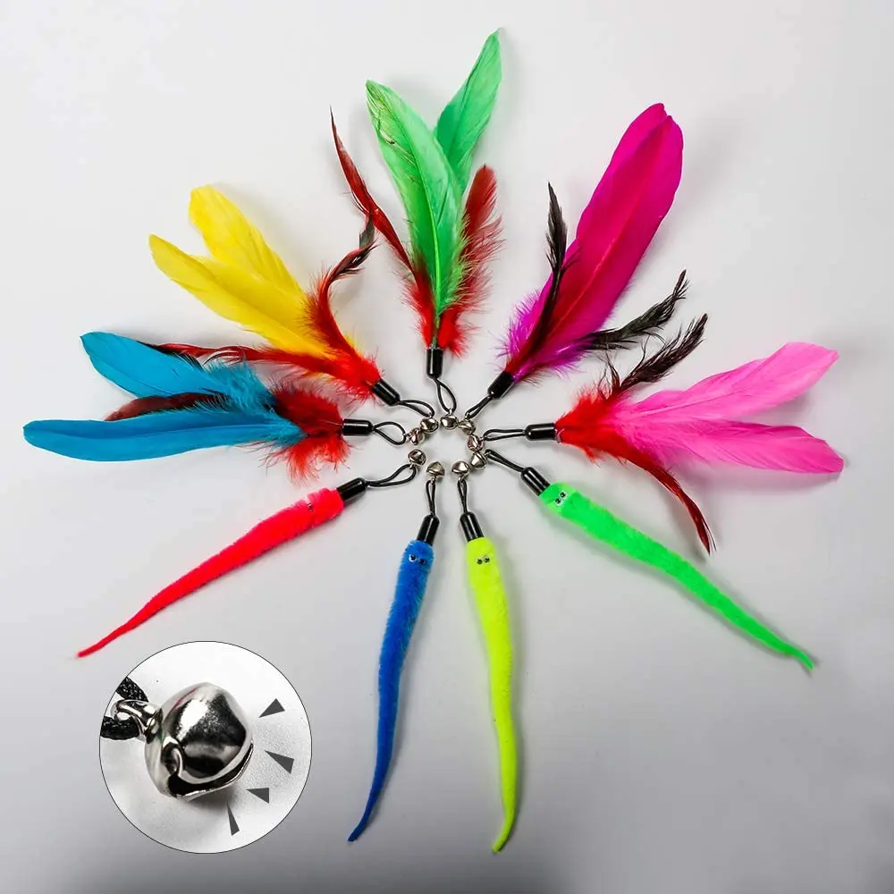 Retractable Cat Wand Toys,12 Packs Interactive Cat Feather Toy,9 Assorted Teaser Refills with Bell for Cat,Kitten