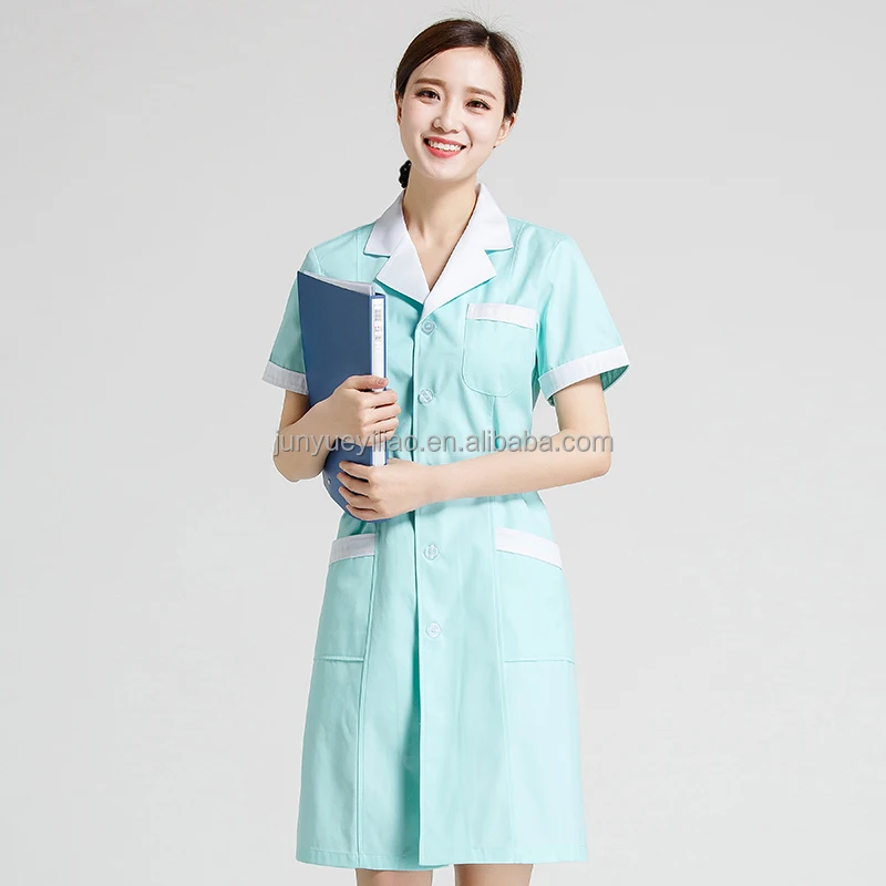 Doctor Girl Nurse Coat Hospital Uniform Breathable Cotton Summer Dress Fruit Green