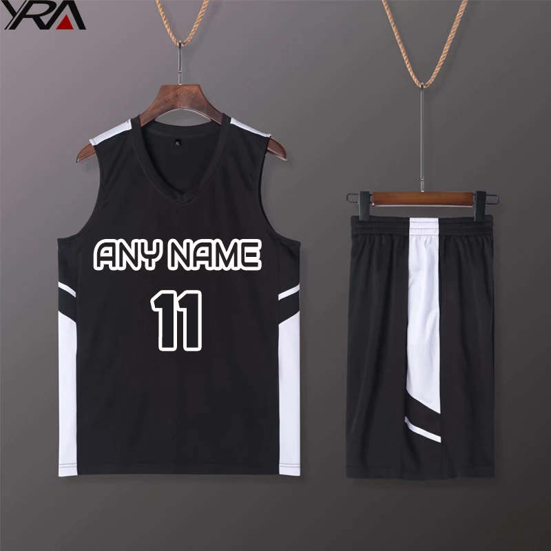 2021 new design man kids uniforms customized logo team sports black basketball jersey uniform wear