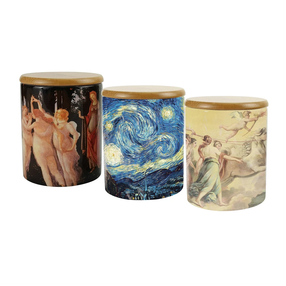 350ml Ceramic Sublimation Candle Jar with Lid Blanks Ceramic Candle Jar DIY Storage Custom Logo Sublimation Ceramic Jar Custom