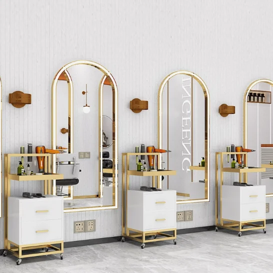 Роскошная Парикмахерская из нержавеющей стали позолоченная металлическая тележка для парикмахерской с направленными колесами