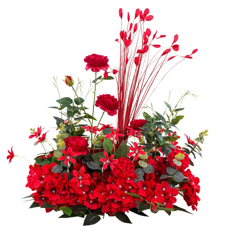 Flower row silk artificial flowers runner for wedding decoration stage