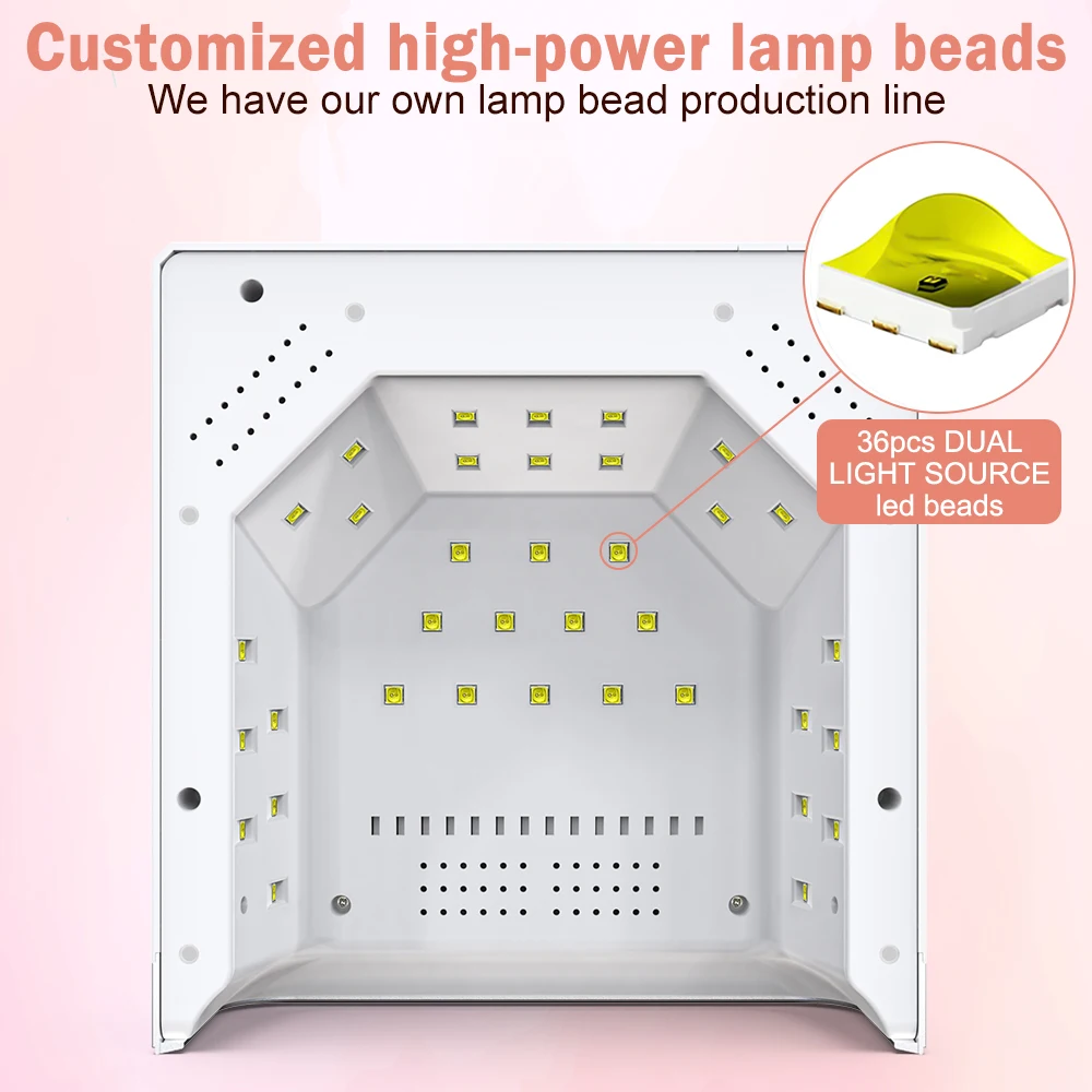 Powerful 72W Dual LED/UV Nail Curing Lamp Removable Mental Base Nail Dryer for Gel Polish Nail Equipment for Salon and Home