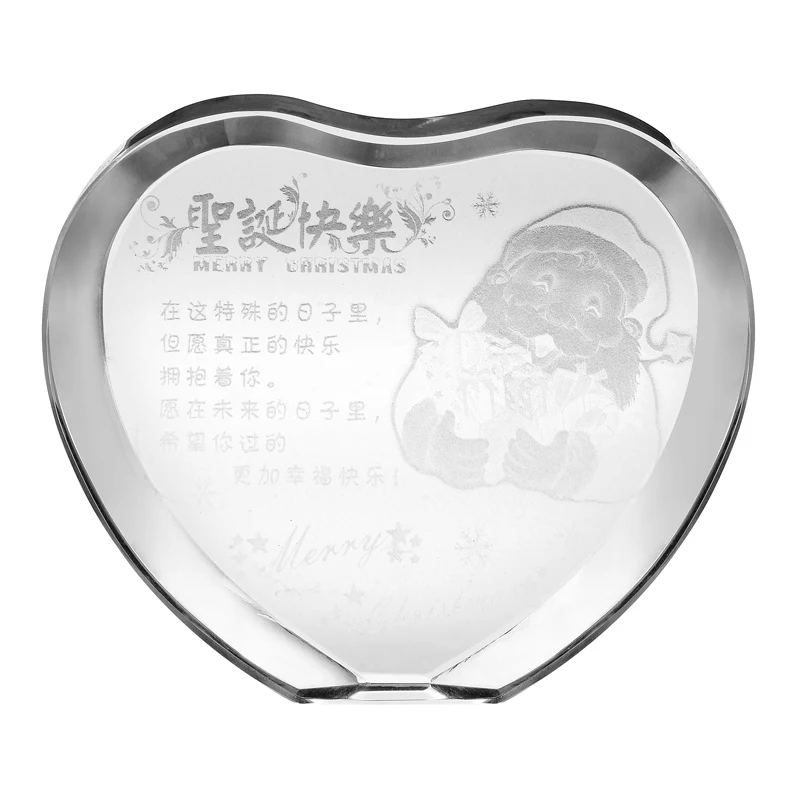 Wholesale custom sublimation heart shape crystal glass paperweight