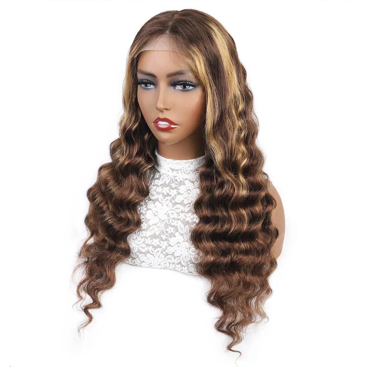 
 Manufacture Piano Natural Color Loose Body Wave 100%  Brazilian Hair Remy With Transparent 4*4 Swiss Lace Front Human Hair Wig  