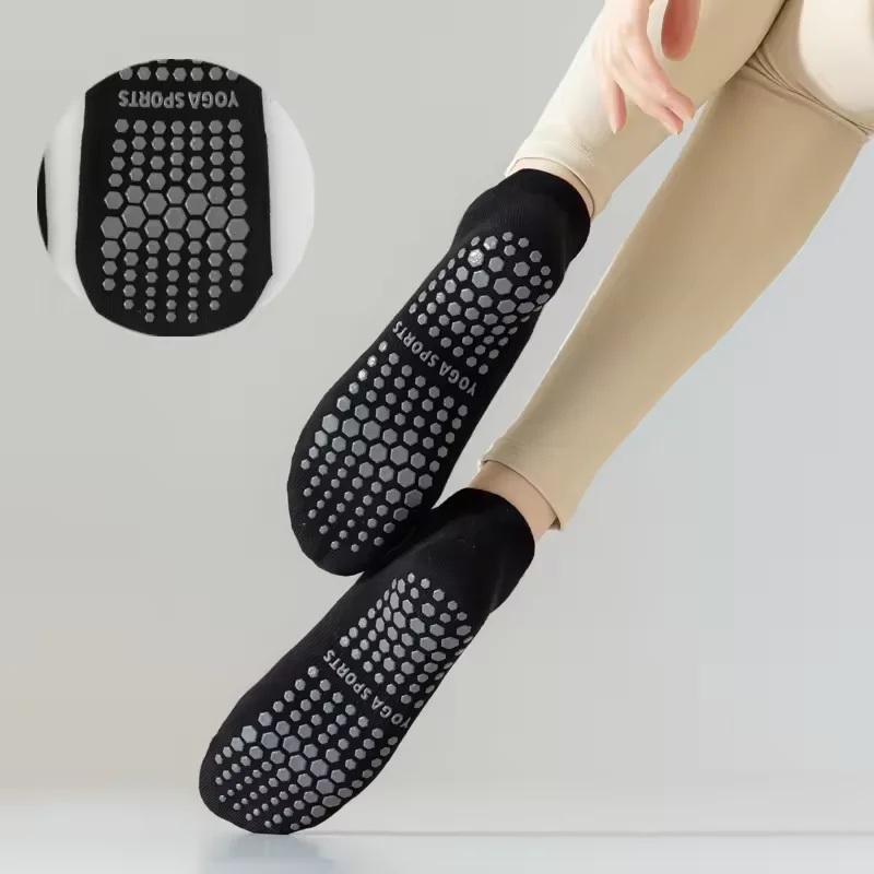 Seamless Custom Logo Grip Barre Trampoline socks Ankle Pilates Non Slip Yoga curl Socks Lulu compression tube crew ruffle Socks