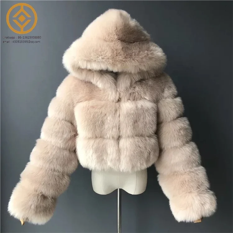 H102804 Winter Clothes For Women Warm Clothing High Quality Cropped Hoodie Fur Jacket Women Faux Fur Coat