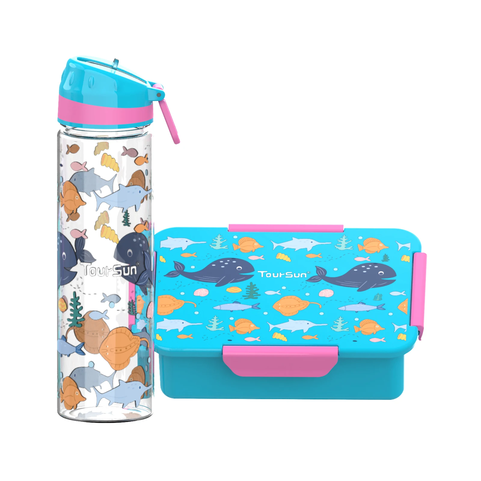 School Plastic Kids Lunch Box Bento Box With Water Bottle Children