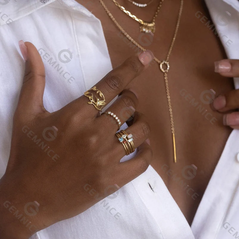 Gemnel custom eternity jewelry 925 sterling silver 18k gold minimalist wholesale price birthstone ring