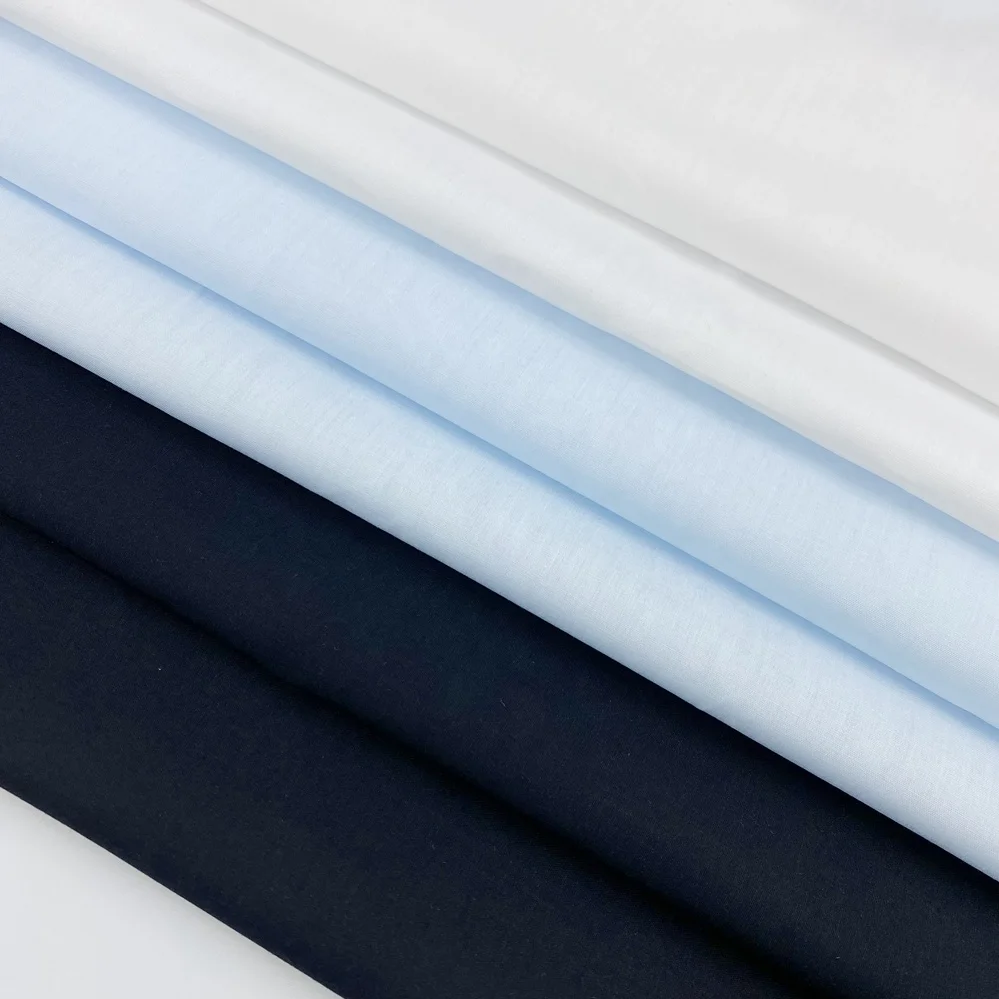 Woven 70gsm dress material blue lightweight breathable dyed poplin organic 55% tencel 45% cotton fabric