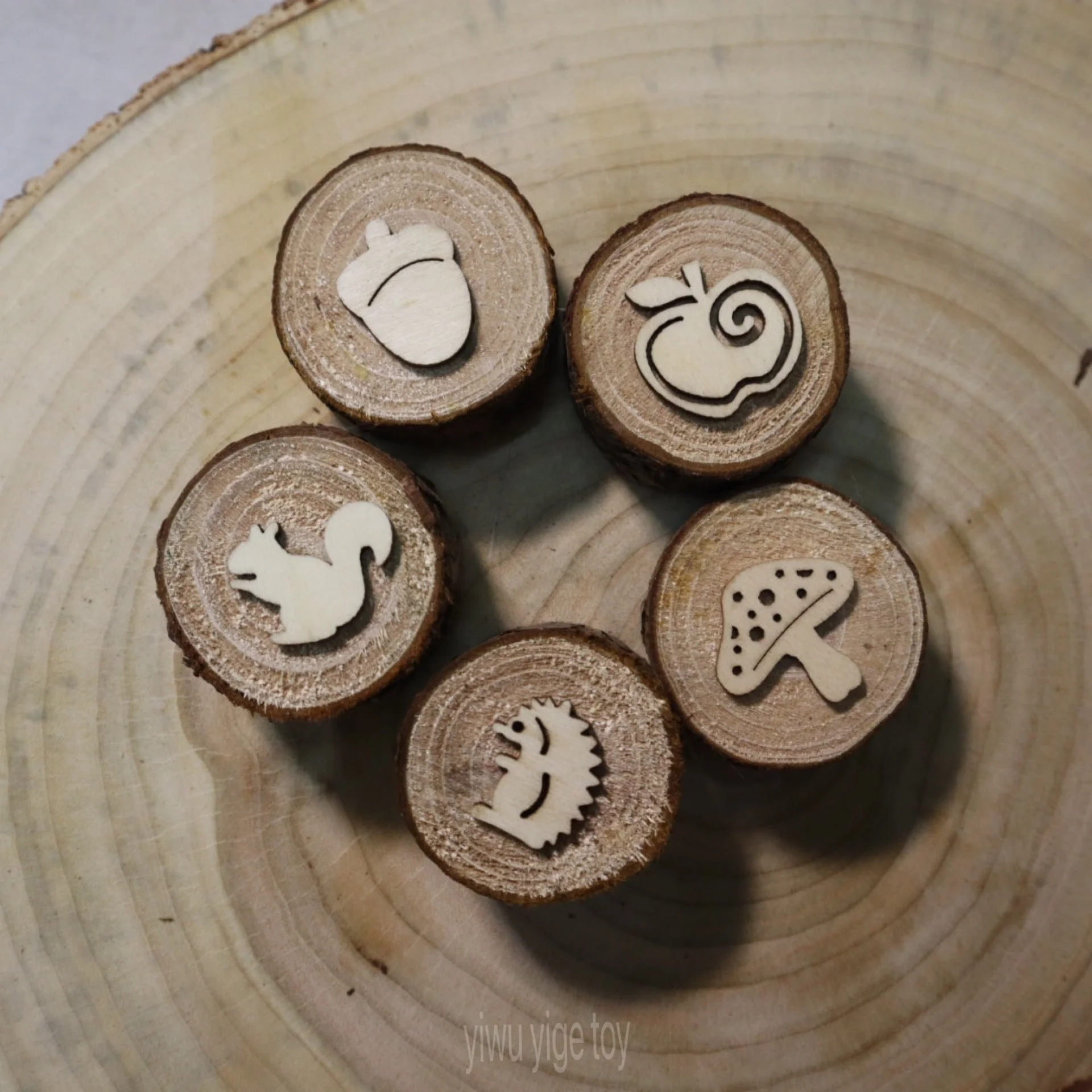 Animals dough stampers Autumn themed Sensory Play Montessori Toddler Playdough tools Wood Playdough Stamps for Fine motor skills