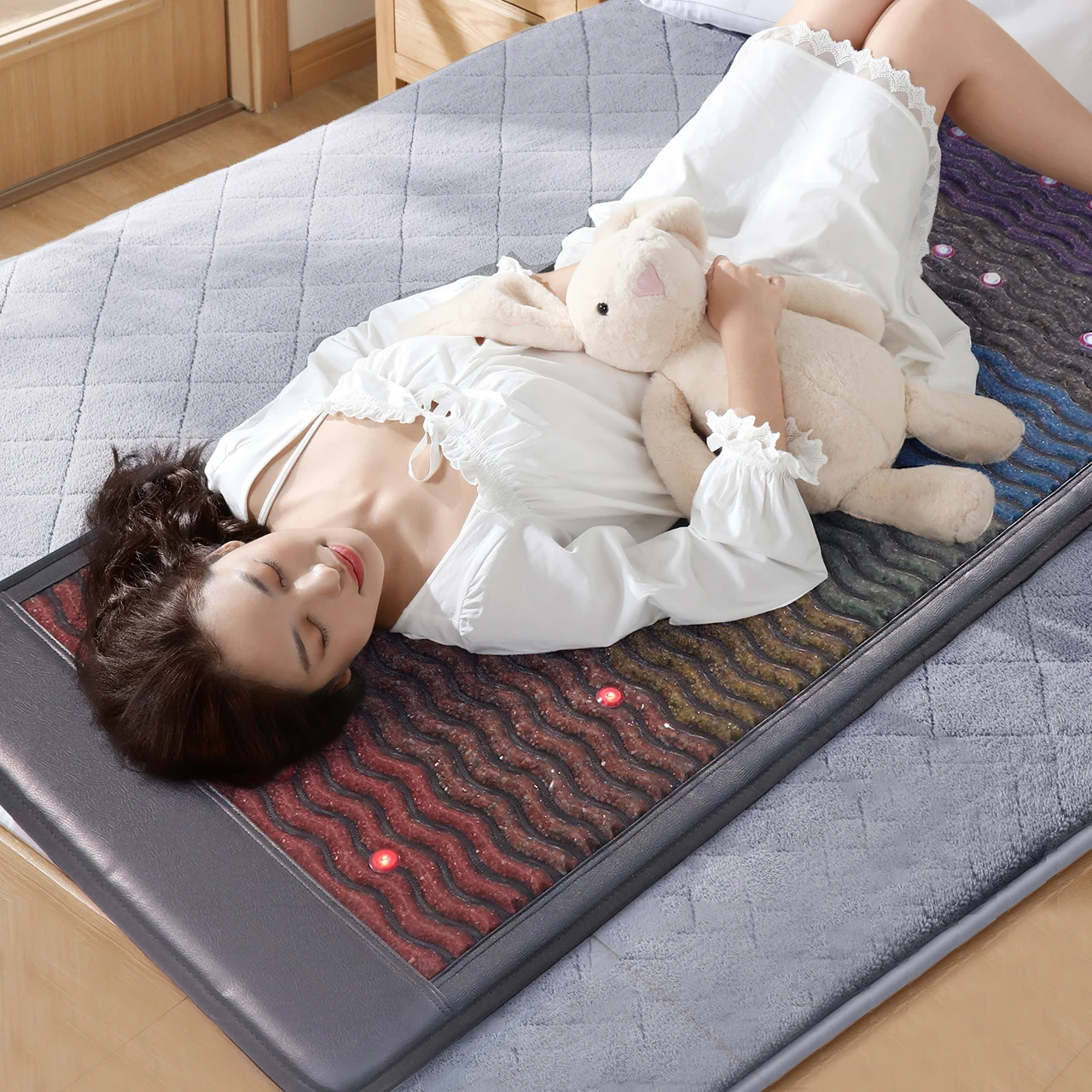 FUERLE Pemf Magnetic Therapy Amethyst Stone Crystal Mat Infrared Massage Mat With Heating Full-body Infrared Pemf Mat