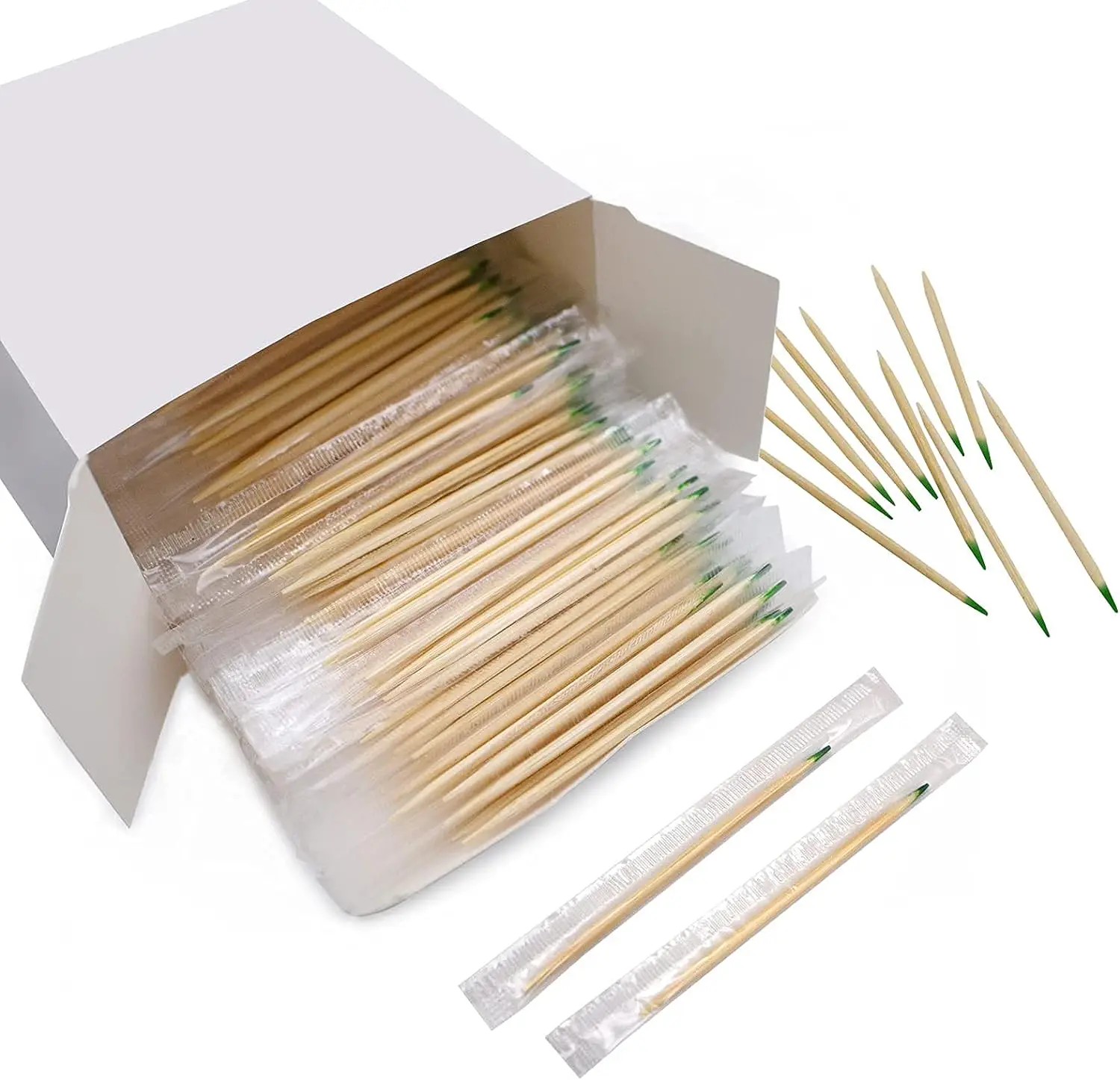 Wood toothpick Biodegradable Cello Toothpick Opp plastic Bag  Individual Packing Cello Plastic Wrapped  BambooToothpick