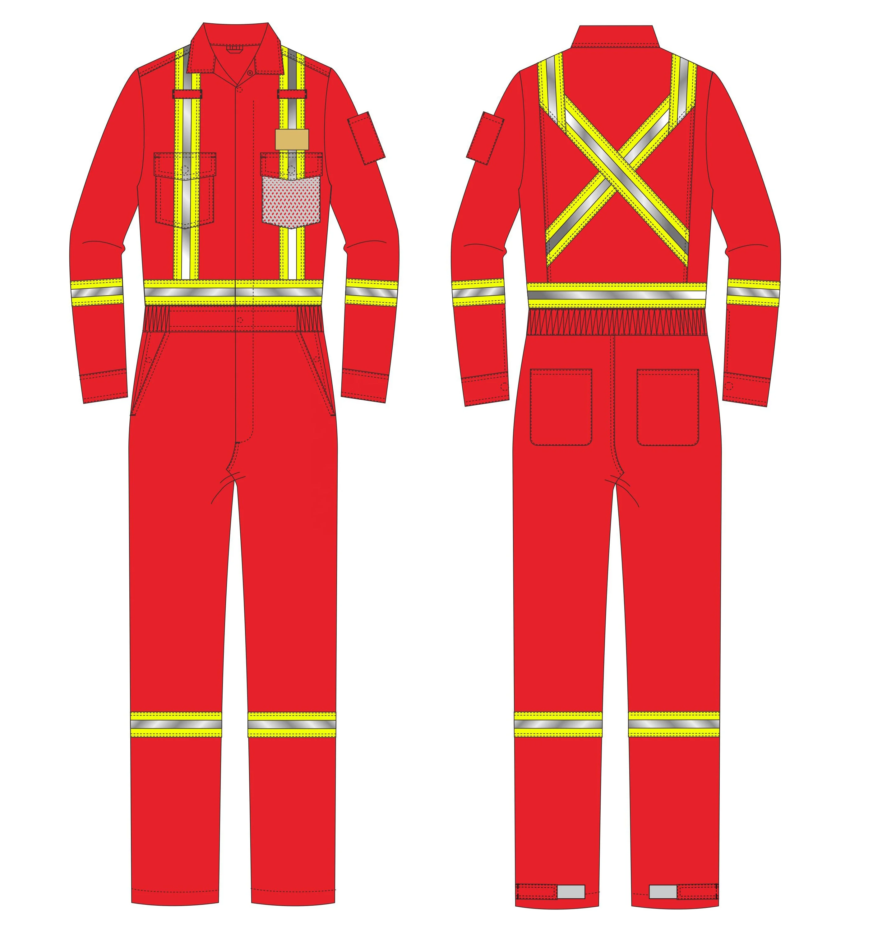 Safety Uniform Workwear Marine Coveralls Work Blue Orange Reflective Tape FR Cotton Fire Retardant Coverall