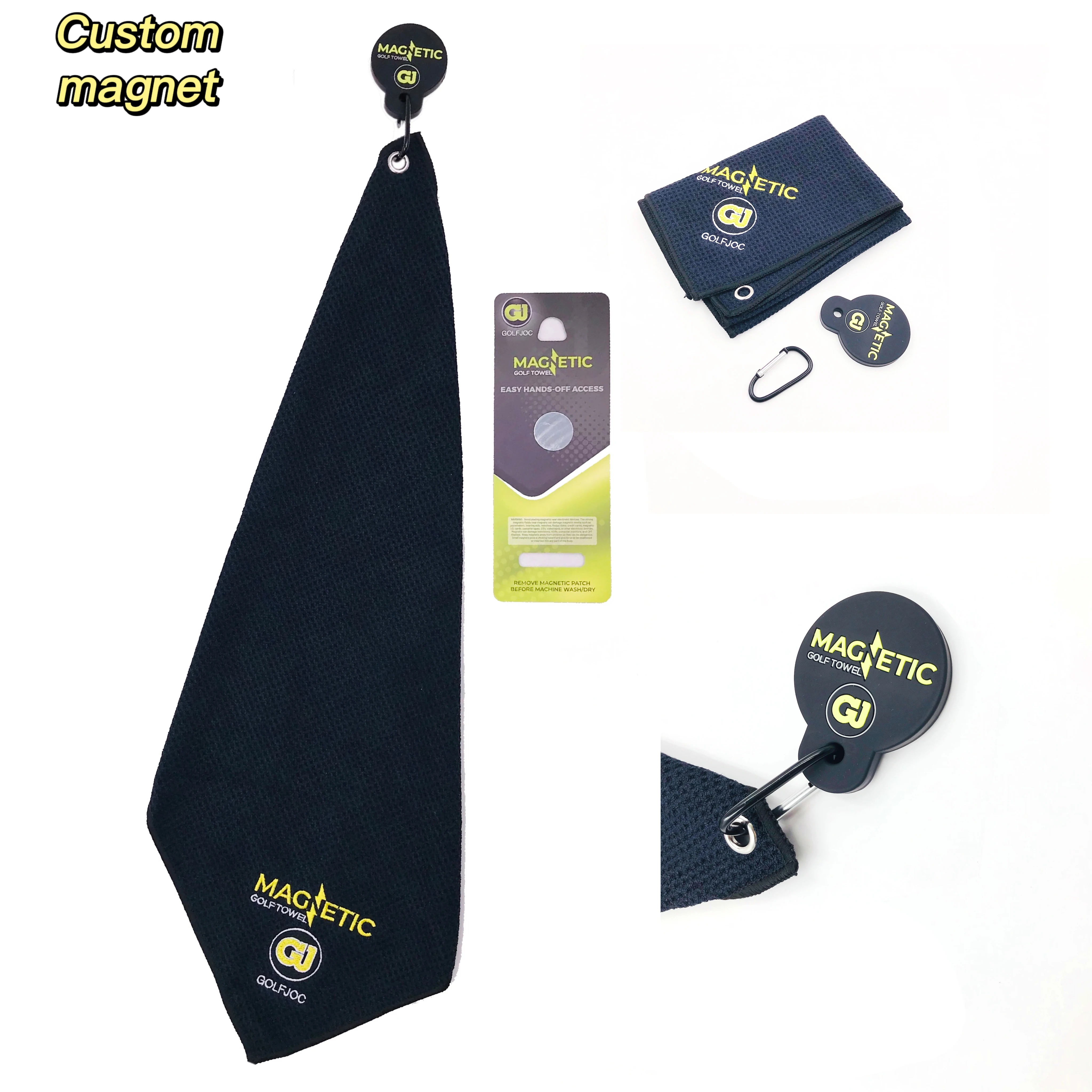 magnetic golf print golf towels microfiber waffle pattern magnet golf towel clip