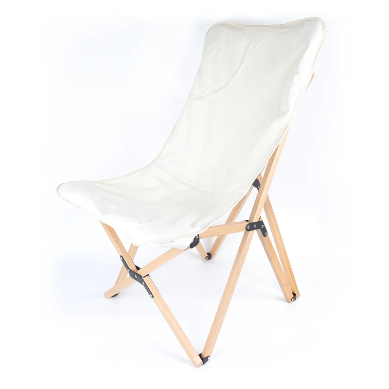 Outdoor Reclining Camp Chairs Lightweight High Back Wood Grain Aluminum Frame Camping Chair Foldable