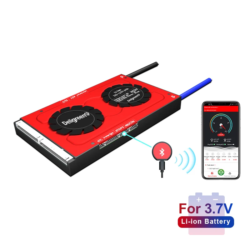 Amazon Best Seller Smart BMS 24S 40A 60A  with Fan UART 485 Blue tooth 84V Faster Cooling  lithium Battery RV Grass Mower