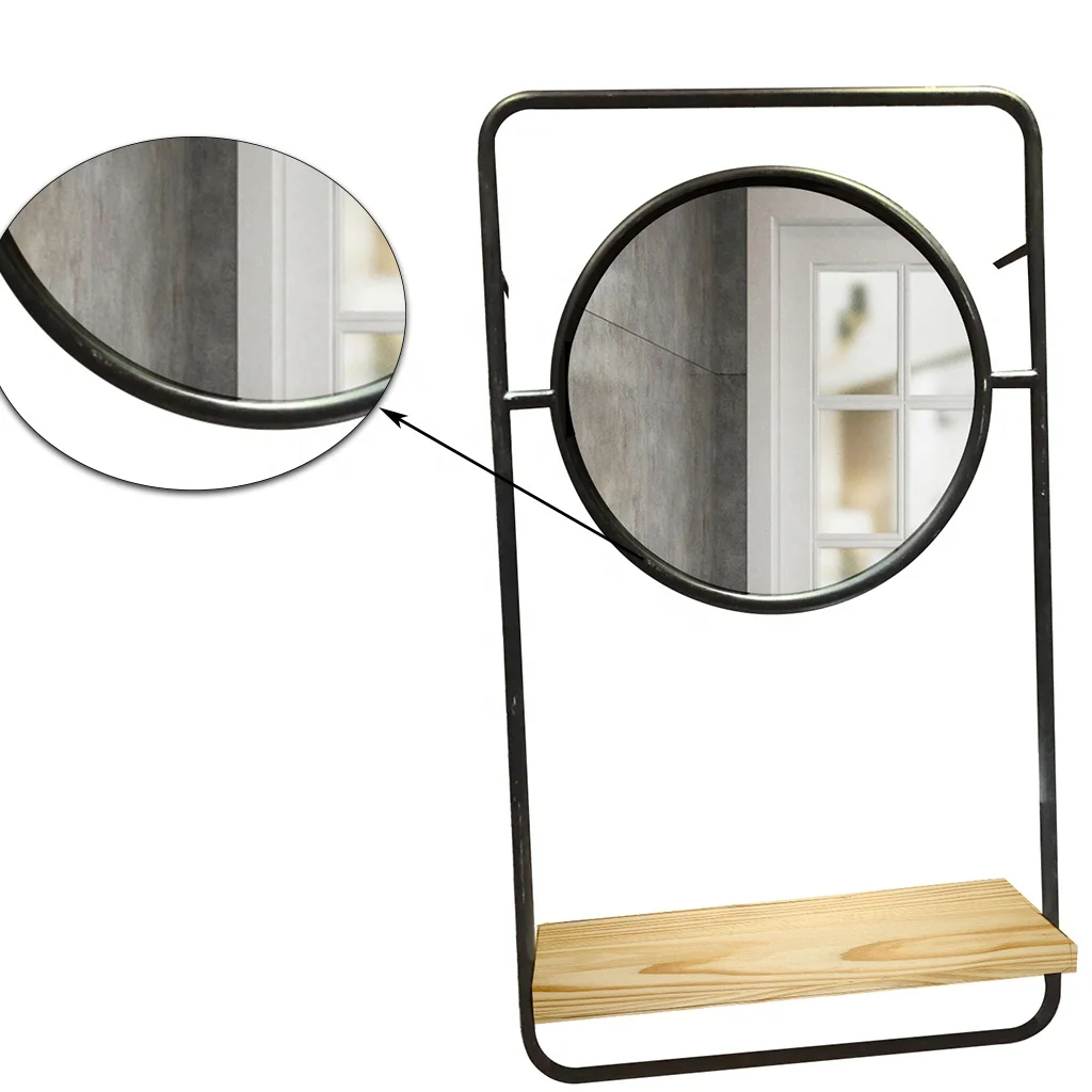 New design metal +wood hanging mirror