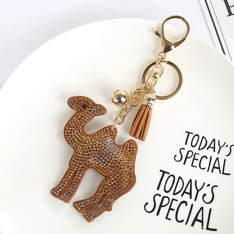 Cute Lovely Camel Bling Pendant Crystal Keychain Keyring Car Keys Bag Holder Charm Jewelry Gifts