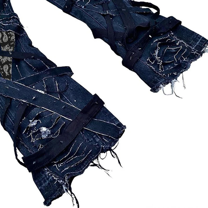 DiZNEW Custom Y2K Spray Denim Jeans Slim Skinny Straight Leg Denim Jeans Clothes Men Jeans