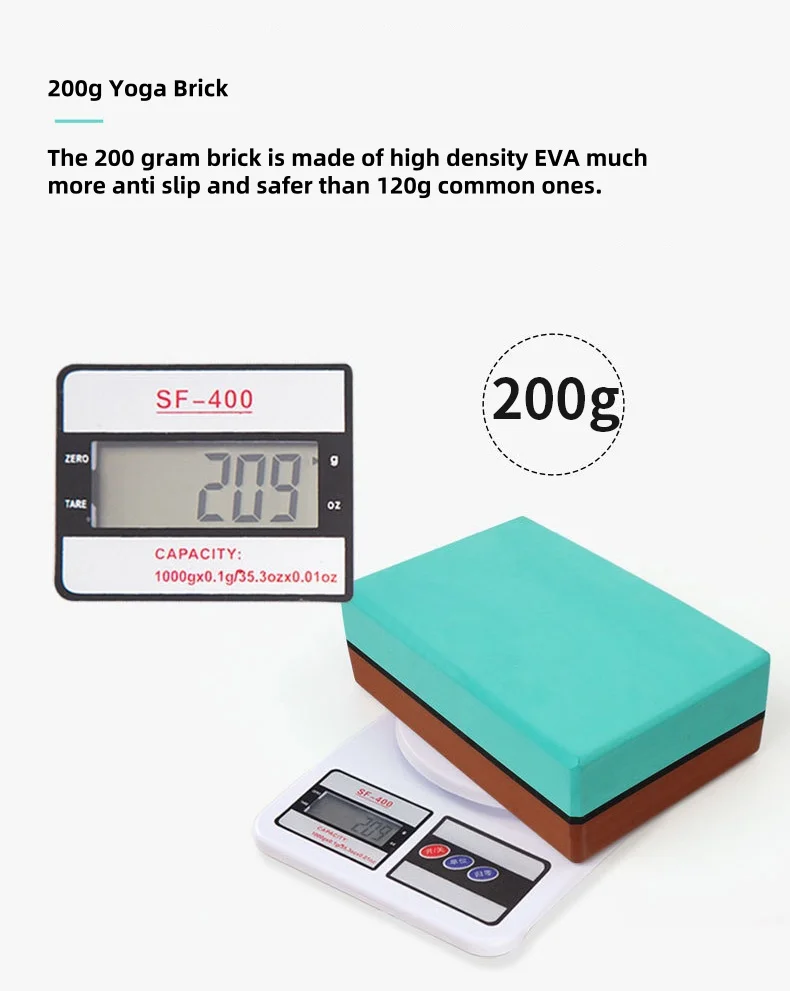 custom logo moq 20pcs 200g lightweight odorless yoga blocks moisture-proof high density EVA foam yoga block