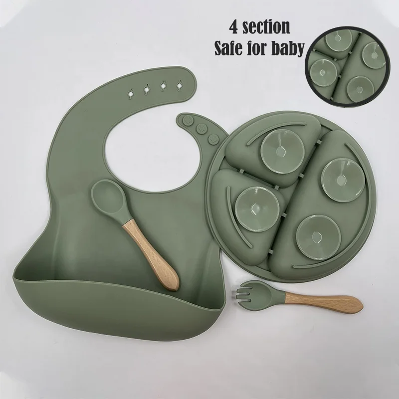 8 pcs baby cutlery wholesale silicon baby feeding set 2in 1 cup suction bowl dish tableware set waterproof