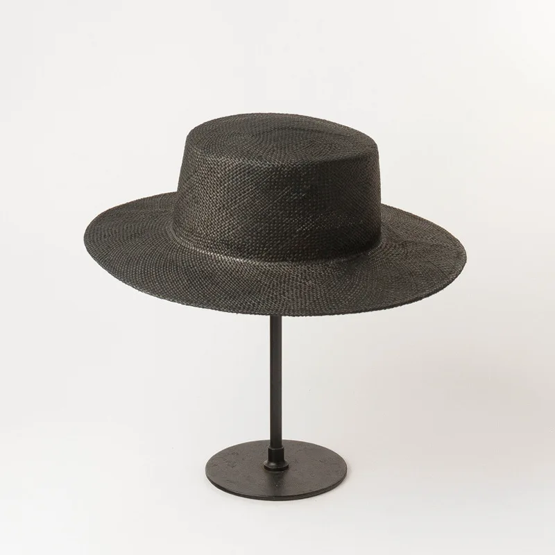 Hot selling solid ladies straw visor plain hats with logo