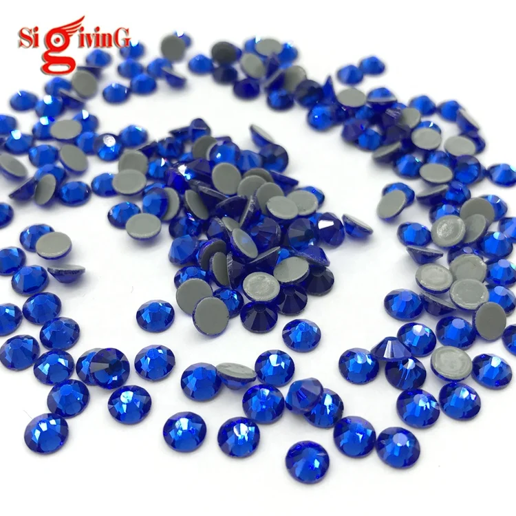 SS16  SS20 SS30 Sapphire hot fix resin rhinestone flat back gemstones for leotards