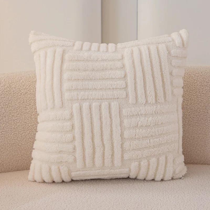 Tafu velvet pillowcase, three-dimensional plush office sofa, waist support, headboard, striped cushion cover wholesale