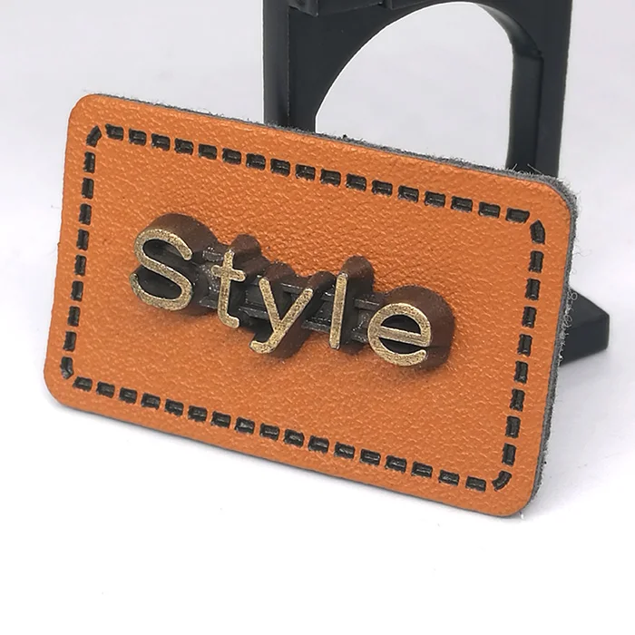 Manufacturer custom leather patch logo embossed Thin leather label for Garment