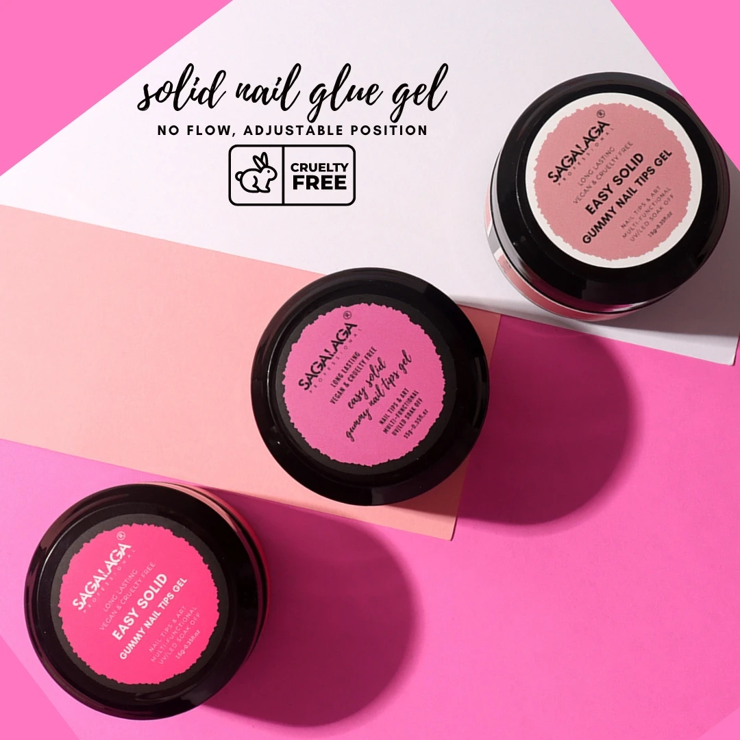 Solid Nail Tips Gel Glue for Acrylic Press On Nails Fake Nails Solid Builder Gel In 15ML Jar UV Light Cured