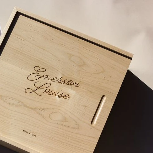 JUNJI Romantic Script Large Wood Personalized Keepsake Box