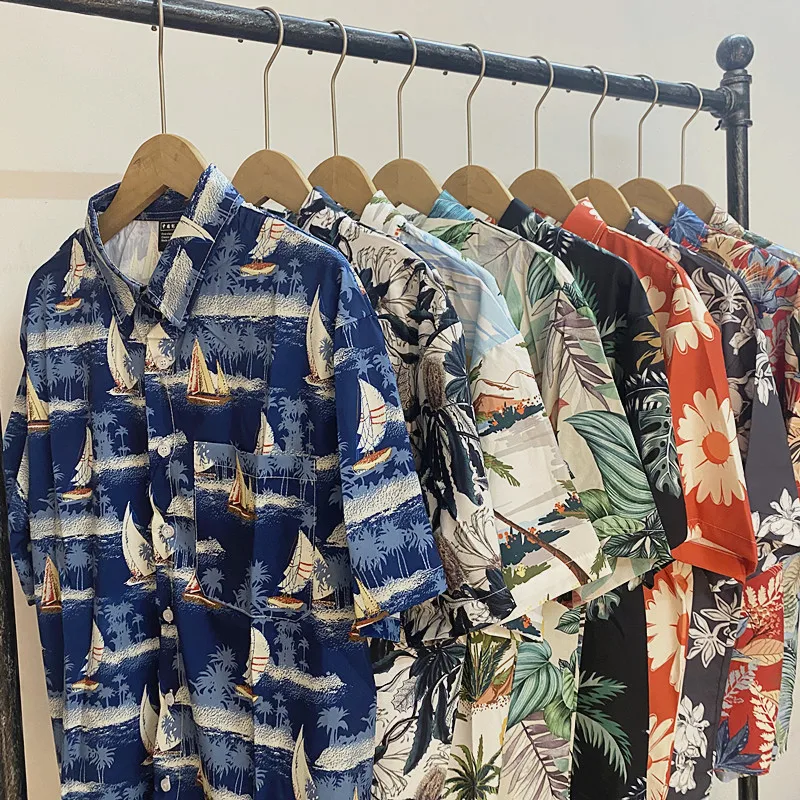 men 5xl custom rayon sublimation hawaiian tribal shirt floral shirts men hawaiian shirt and shorts