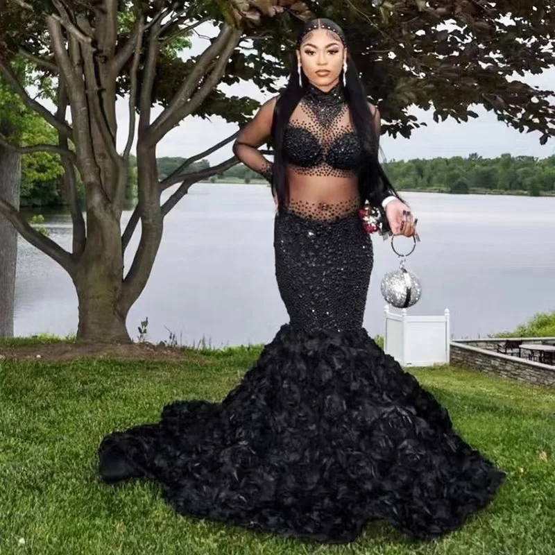 Rhinestone Customize New Arrivals Women Clothing Red Dresses Party Evening Elegant Sexy Long sleeve Sequin Dress Plus Size