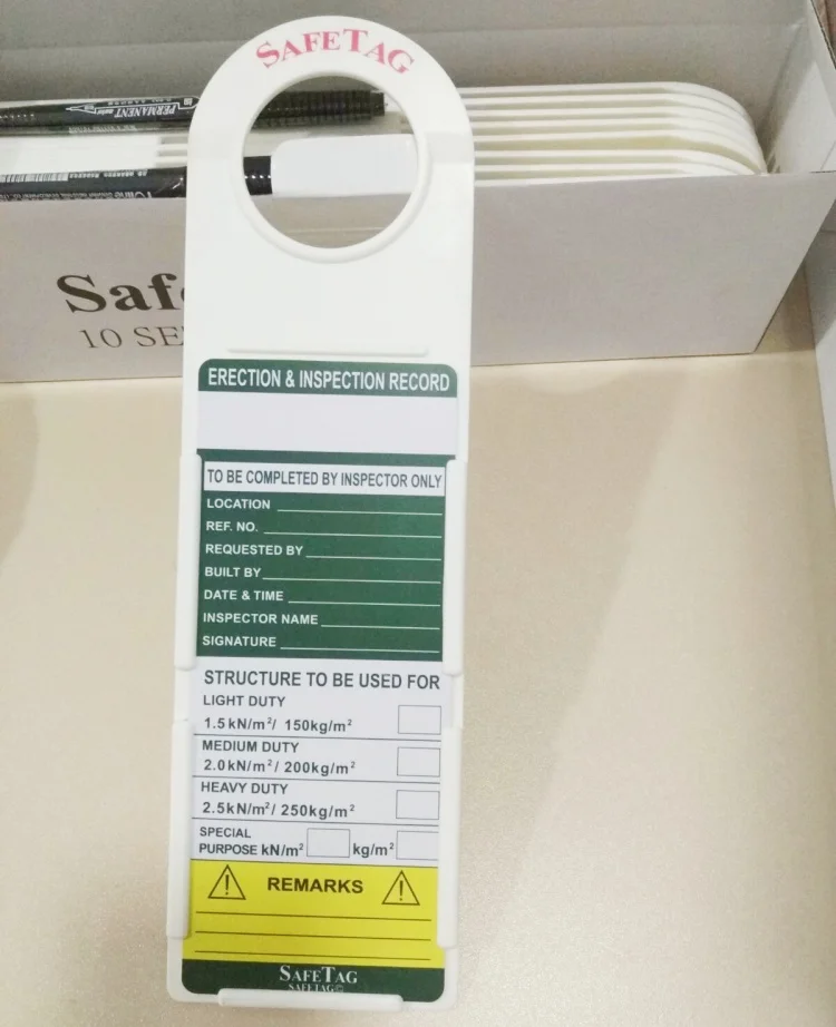 ABS Material Construction Plastic Ladder Inspection Scaffold Tags