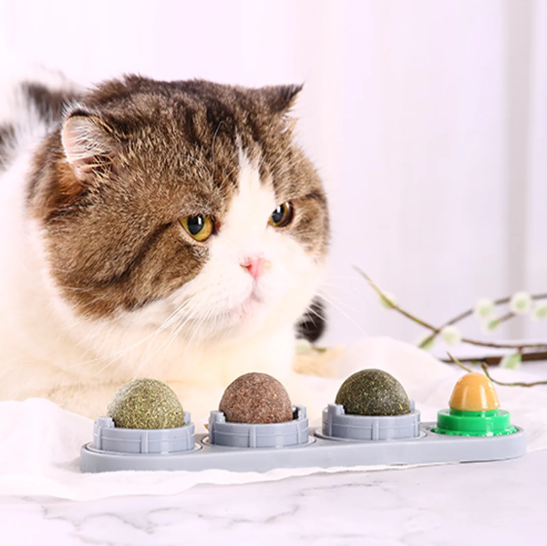  Игрушка кошачья мята съедобные шарики вращающийся шар кошачьей мяты игрушка для кошек 4-1 съемные лижущие игрушки котят