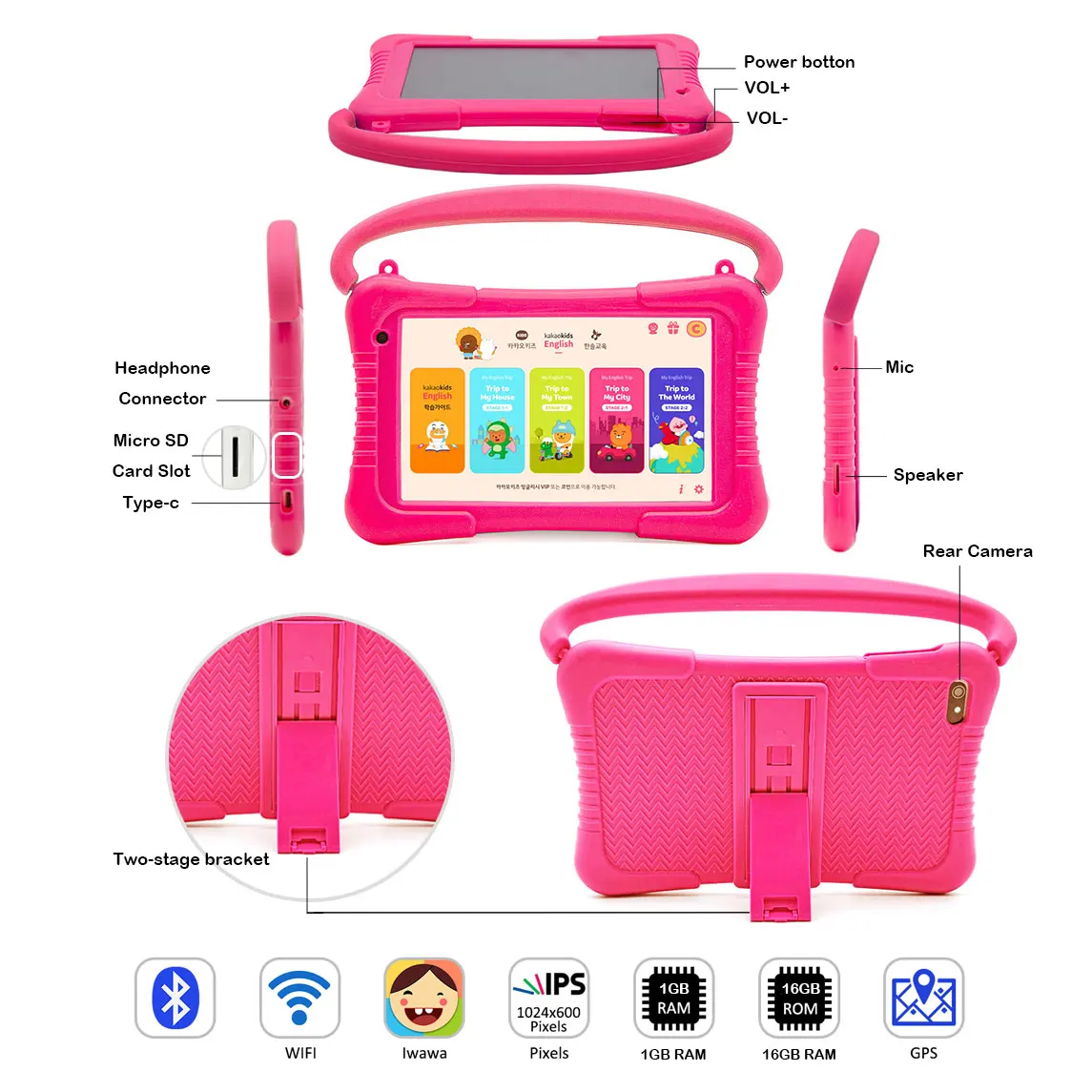 2022 Kids Android 11 Education Tablet 7 Inch 1gb Ram 16gb Rom Allwinner Quad Core Tablet Android With Protect Case