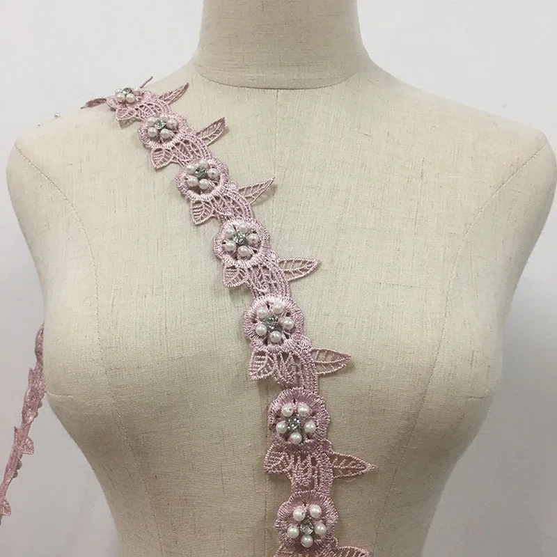 
Select colors milky lace chemical polyester nylon material flower 3d lace trim 
