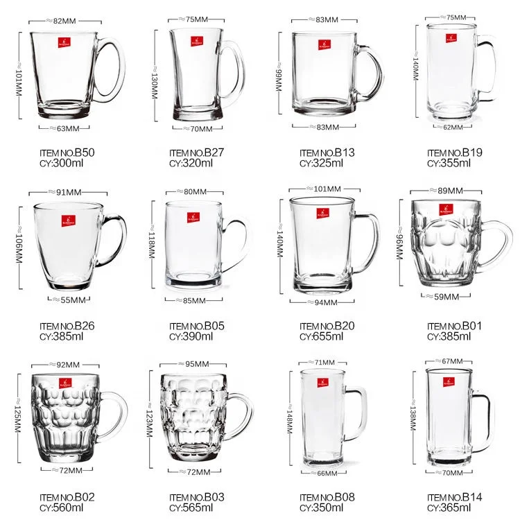 Classic Multiple Type Customized Sublimation Logo High Standard Thickened Crystal Pilsener Beer Cup Draft Beer Cup With Handle