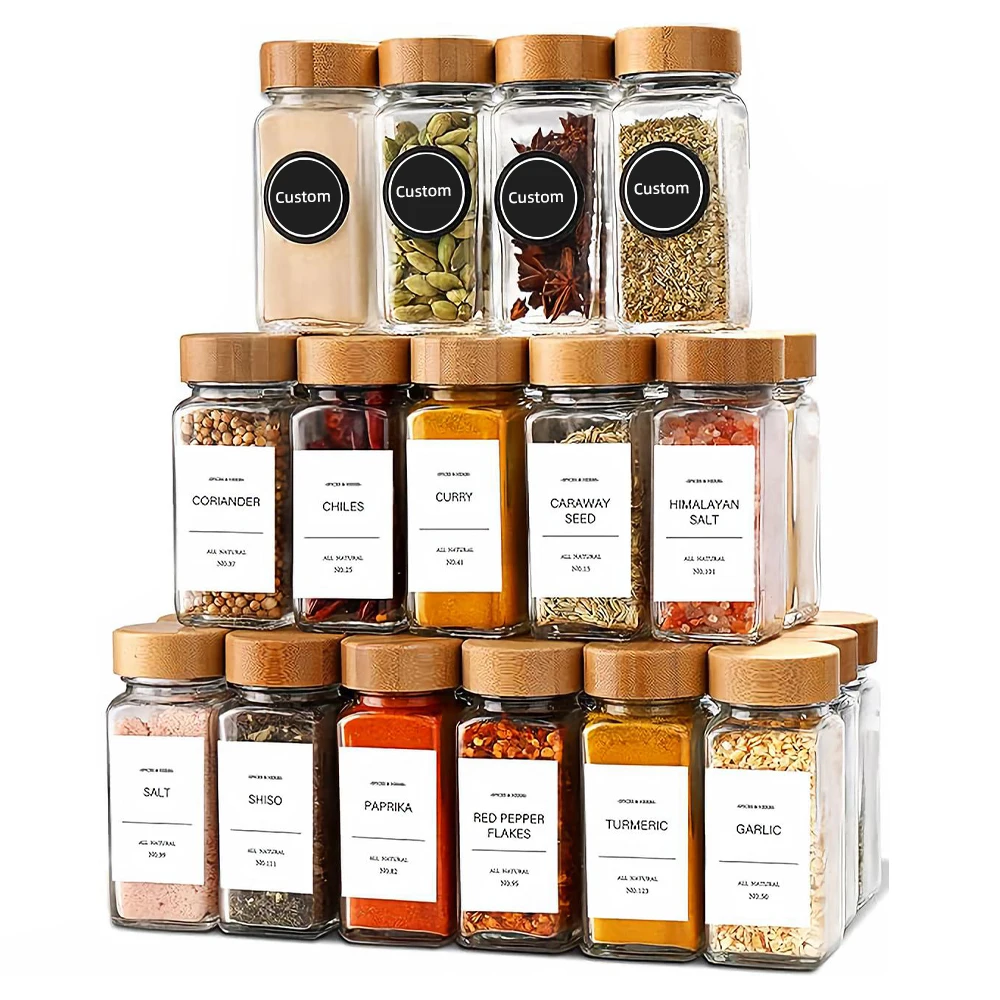 High Quality Vintage Custom Wood Lid Food Storage Jar Kitchen Glass Storage Containers For Food