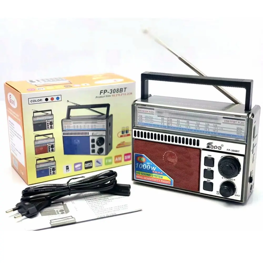 Перезаряжаемые AM FM радио многополосные FP-308BT портативный am fm ЕО 3 USB Радио AC USB Радио