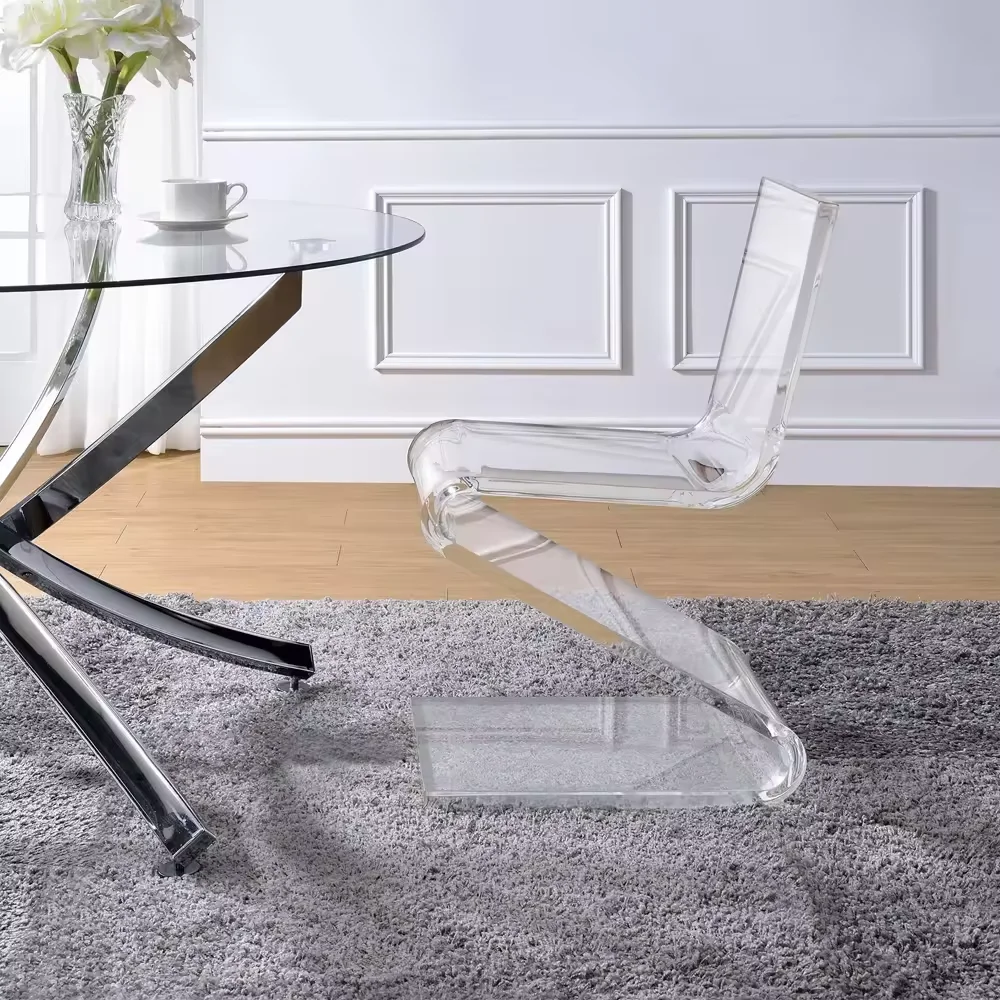 Plexiglass Dinning Table Chair Modern Cantilever Z Chairs in Blue Lucite Acrylic Z Style Chair