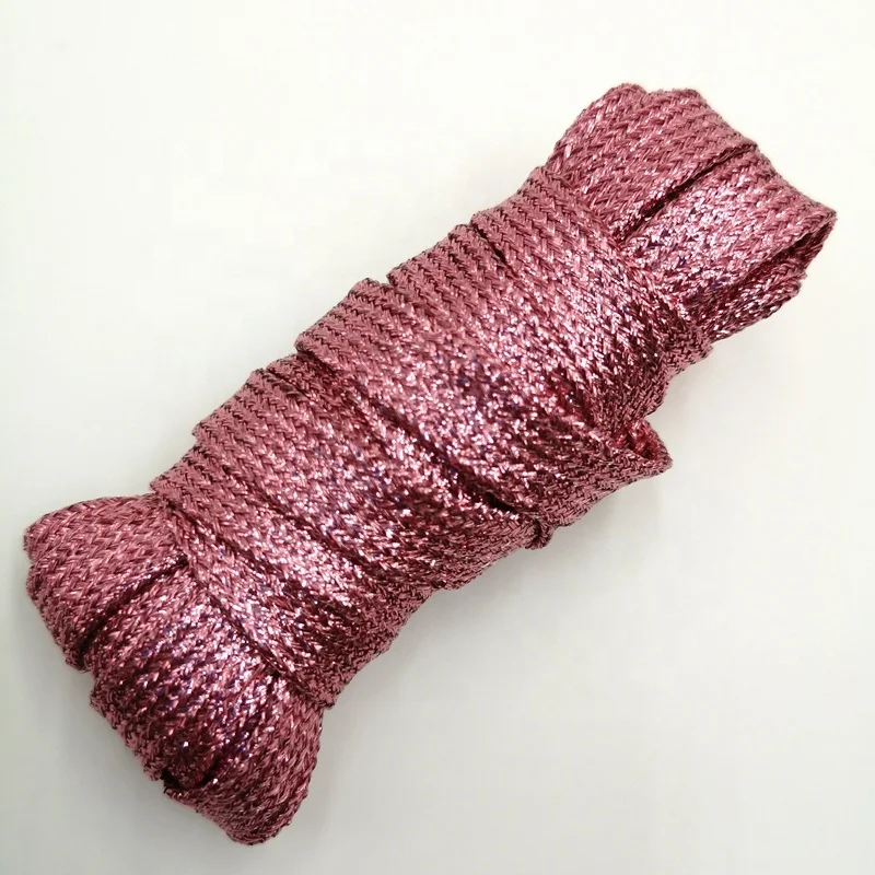 Glowing in the light silver metallic gold glitter shoe laces